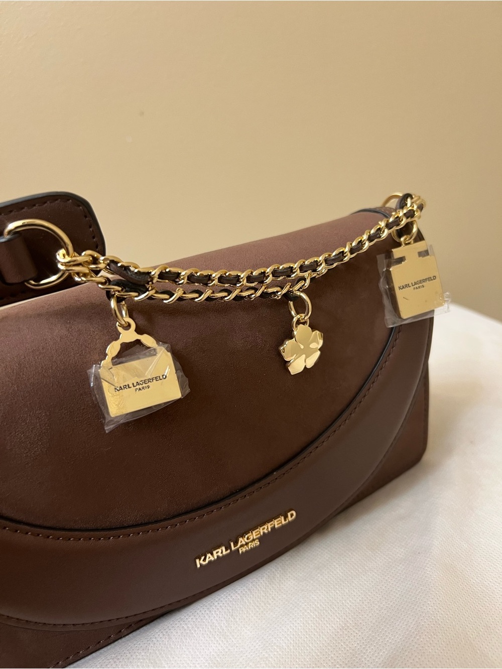 Karl Lagerfeld Suede Shoulder Bag NWT - Picture 8 of 12